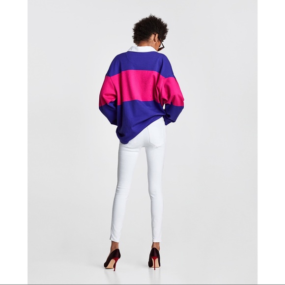 NWT Zara White Jean with Metallic Side Stripe 4/36 - Picture 7 of 9